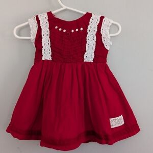 Girl's Well Dressed Wolf Wildling Red White Dress 6 Months Mark Little Red Den